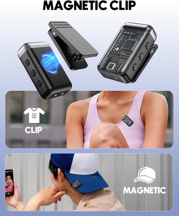 2025 Senaste Modell Trådlös Lavalier Mikrofon för iPhone - Slagsmål Bluetooth Mikrofon Typ-C & Lighting Mini Android Mic Microfonos Inala