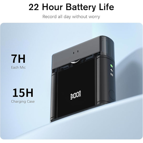 Trådlös Lavalier Mikrofon för iPhone/Android/iPad (2 TX + 2 RX + Laddningsfodral), Mini Mikrofon med Brusreducering, 22H Batteri, 40m Räckvidd