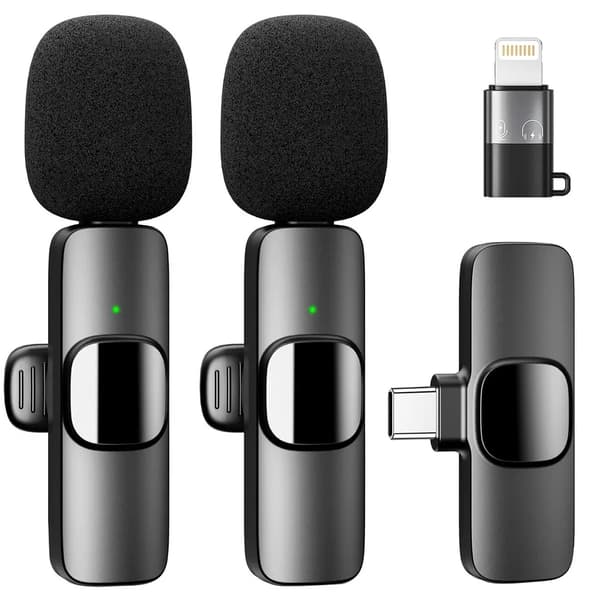 Lavalier-mikrofon, mini-lavalier-mikrofon, trådlös Bluetooth-anslutning, kompatibel med iPhone/Android-system, stöder videoplattformar som
