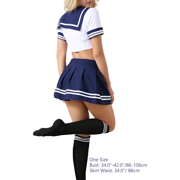 2025 Senaste Modell Damunderkläder Skolflickor Outfit Underkläder Rollspel Cosplay Sjömanskostymer med Strumpor Blå
