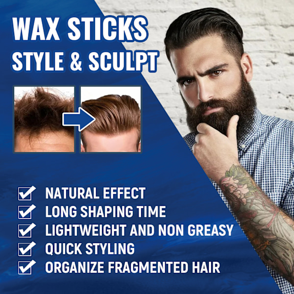2025 Senaste Modell Herr Hårvaxstift Bruten Hårvård Långvarig Styling Naturlig Fluffig Tredimensionell Enkel Styling Hårvax St