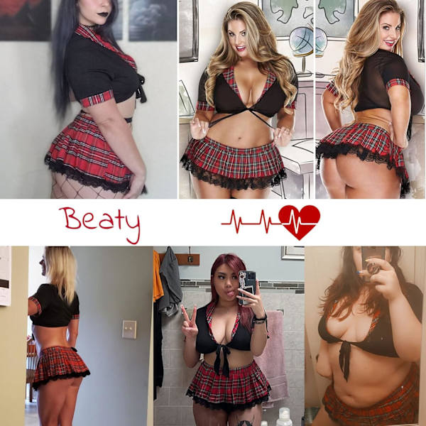 2025 Senaste Modell Plus Size Skolflicka Underkläder Kostym för Kvinnor, Halloween Sexig Skolflicka Underklädesset Stygg Student Outfit Cosp
