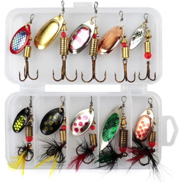 Fishing Spinner Bait Set (10st) - Multi-Colored Spinners and Spoons Locks