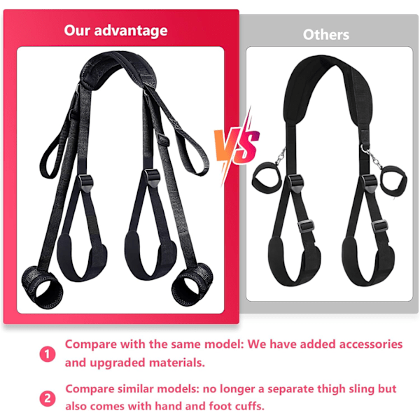 2025 Senaste Modell BDSM Bondage Restraints Sex Swing Kit, 3 st Bondage Utrustning & Tillbehör, Vuxenleksaker Sexremmar Nacke till Handled Lår S