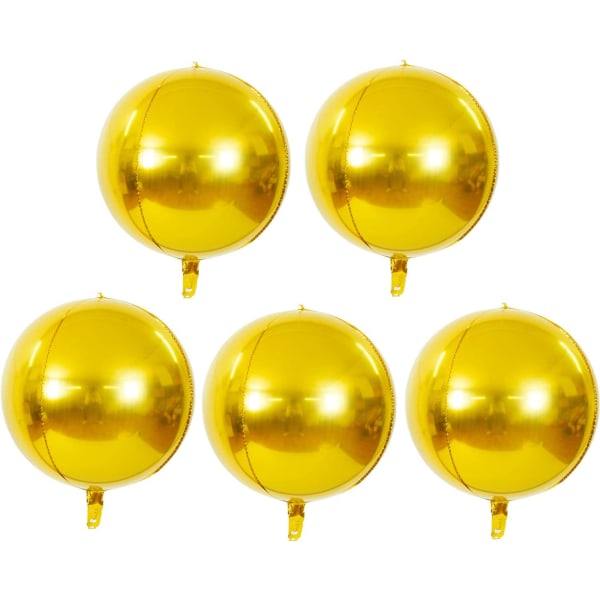 5 st Big Gold 4D Giant Rund Ballong