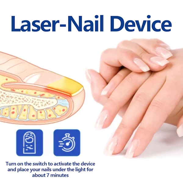 2025 Senaste Modell Laser-Nagel Apparat, Reparerar Ruttna Naglar Dåliga Naglar Förtjockning Mjuka Naglar, Hand, Fot Och Nagel Grå Vård Ljusterapi