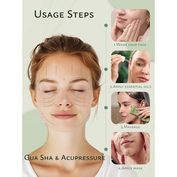 2025 Senaste Modell Naturlig Jade Gua Sha Ansiktsverktyg - Akupressur & Gua Sha för Ansiktsmassage, Käklinje Skulptering, Reduktion av Svullnad