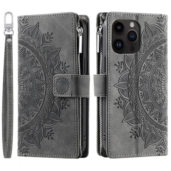 Mandala Plånboksfodral för Samsung S22 - Grå