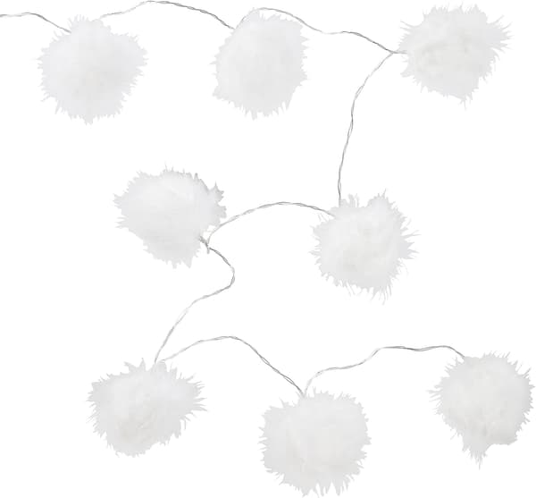 4fun 10 LED ljusslinga, fluffiga bollar, timer, batteridriven, inomhus