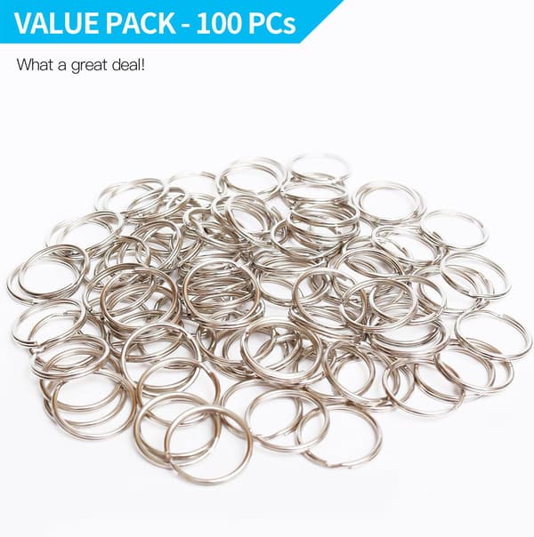 Nøkkelringer 100 STK Rustfritt Stål Rund Delt Ring, 1\"