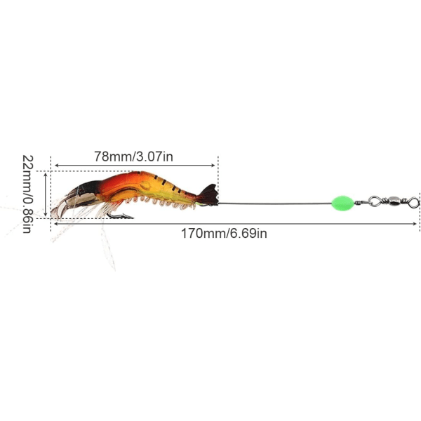 Mjukt Lysande Räkbete Set - Fiskebete med Krokar