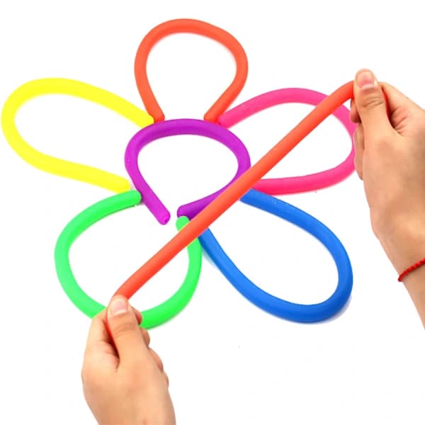 6 stk. elastiske sensoriske leker for stresslindring og motstand