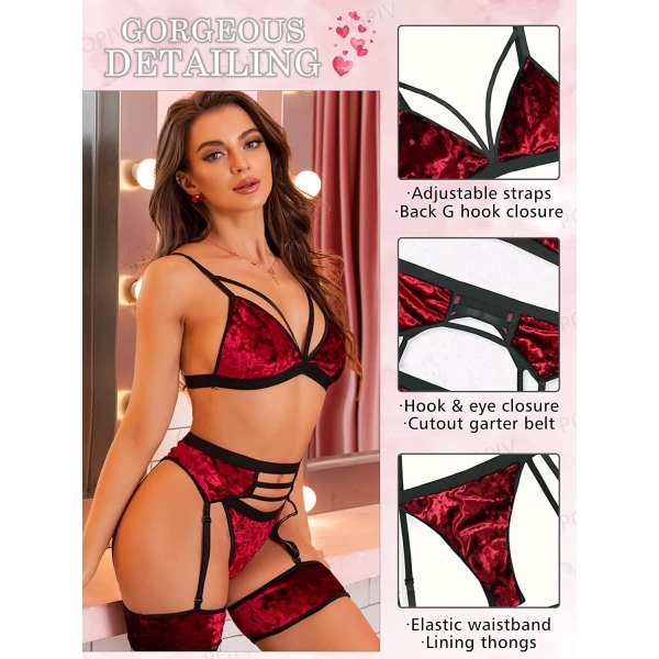 Kvinnlig Sexig Lingerie Spetsarmband Lingerie Set Hög S