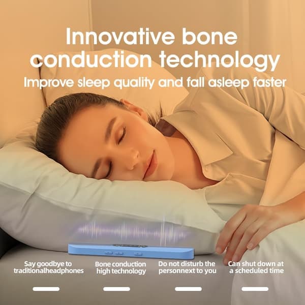 2025 Seneste Model Pudehøjttaler til Sovning, Bluetooth Bone Conduction, 3D Hvid Støj, Volumekontrol, Sleep Timer, Sidesovere (Blå)