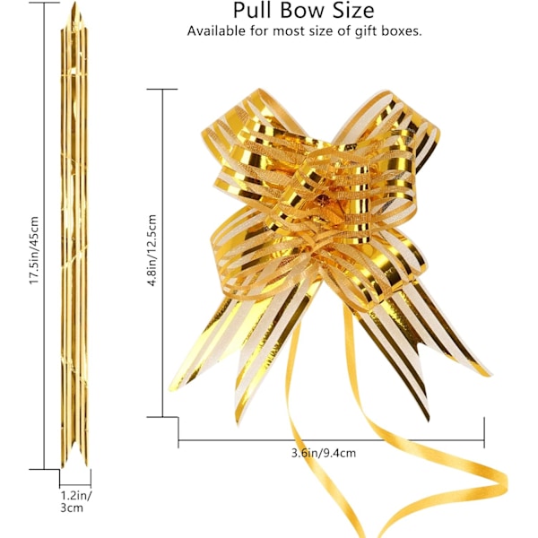 20 stycken dragbågar av organzabåge för presentinslagning med band för presentinslagning, korgar, bröllop, 3,6 tum