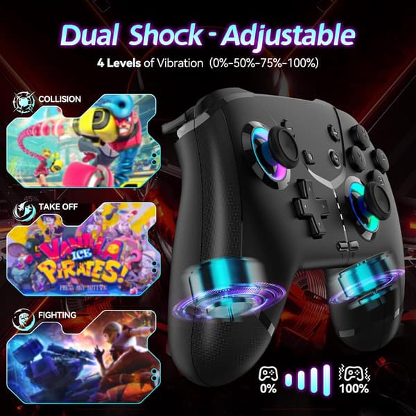 2025 Seneste Model Switch Controller, Trådløs Pro Controller til Switch/Lite/OLED/iPhone/Mac/iPad/iOS/Android/Telefon/PC/Steam/TV, Bluetooth
