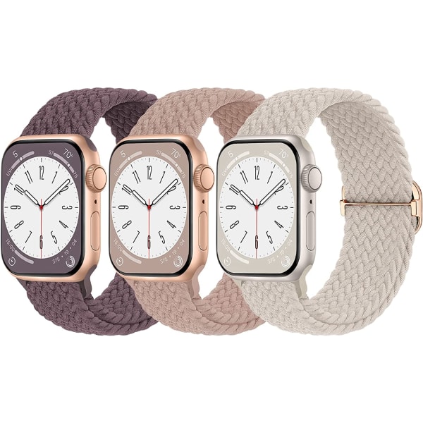 Flätat Solo Loop-band Kompatibelt med Apple Watch 38mm 3pack-color 1 38mm/40mm/41mm