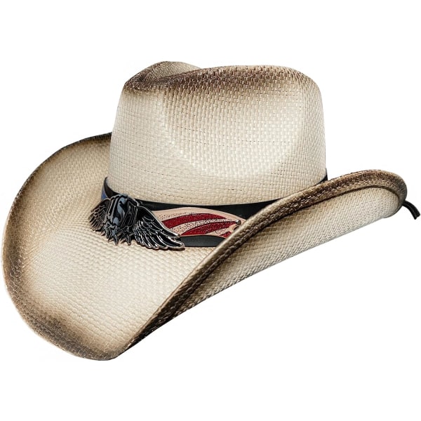 Western Outback Cowboyhatt Herr Dam Stil Halm Filt Beige/Red/White/Blue