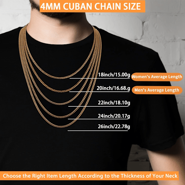 Silverkedja Guldkedja för Män, Miami Cuban Link