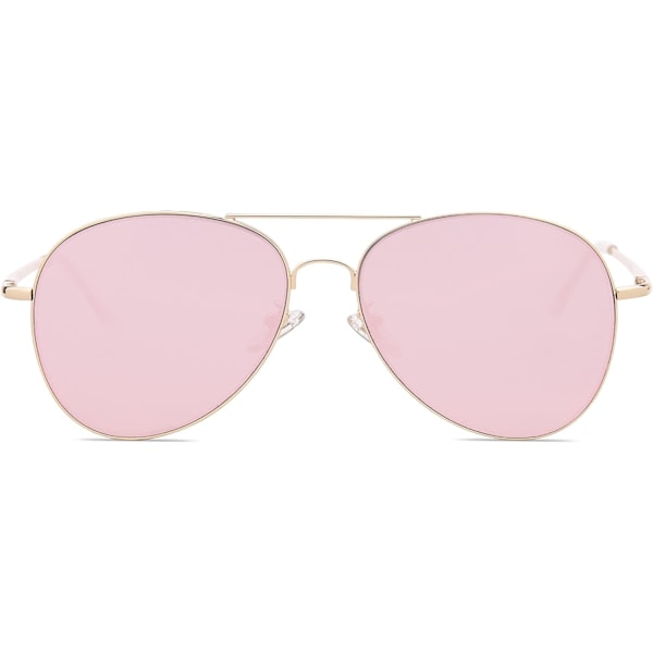 2025 Senaste Modell Klassiska Aviator Solglasögon för Kvinnor Män Metall Fjädergångjärn SJ1030 Guldram Rosa Spegellins