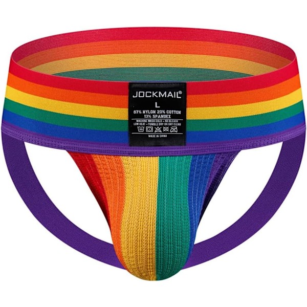 2025 Senaste Modell Herr Jockstraps Underkläder Atletisk Support Bred Bälte Bekväm Herr Sport Jockstrap 9 Färger Regnbåge X-Large