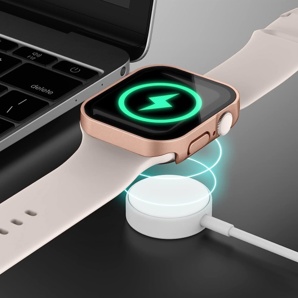 2-pack Hårdfodral Kompatibelt med Apple Watch 41 mm Serie 8 Serie 7 Matte Rosegold/Starlight 41mm