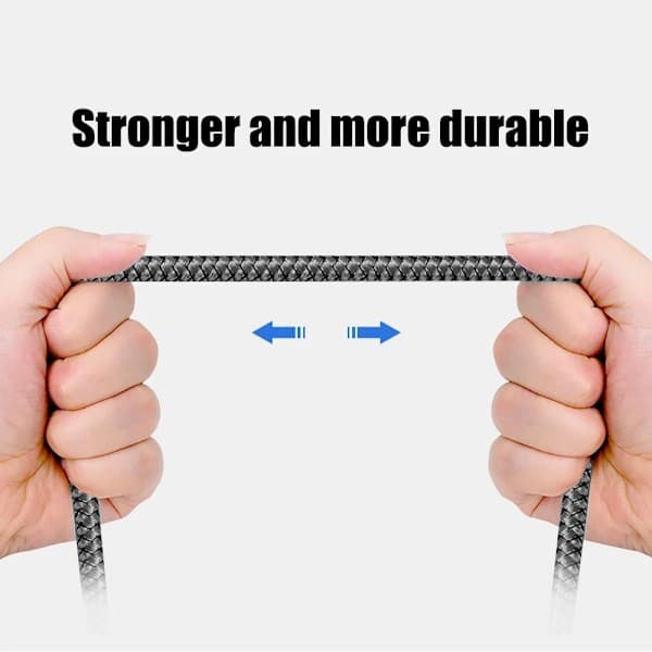 Nylon datakabel hurtigoplader USB A til Type C opladerkabel til Huawei Samsung Android telefon TypeC opladerenhed 1M 2M 3M grå 2 stk 1m