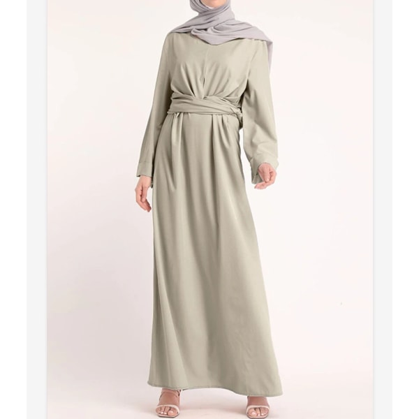 Muslimsk retrokjol med hög midja, enfärgad, temperamentdesign Beige XL
