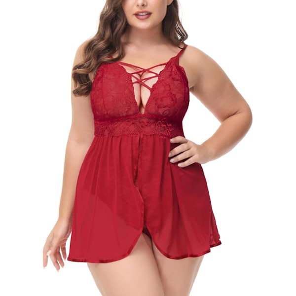 2025 Senaste Modell Stora Storlekar Underkläder För Kvinnor Babydoll Spets Sexig Nattlinne Knäppning Gren Underkläder V-ringad Nattkläder L-4XL