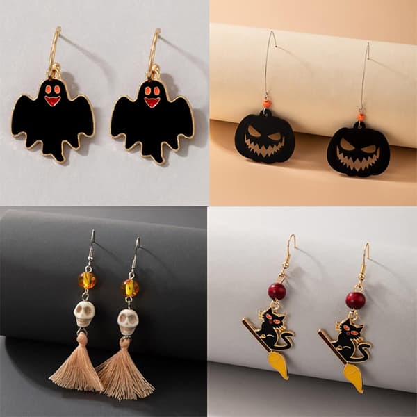 Roliga pumpafladdermöss Halloween Stämpelkit Överdriven katt (A, One Size)