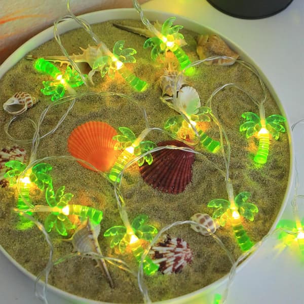 -palm tree string, 3 m, 20 LED, 3D crystal, green palm trees, battery-operated light string, summer string for Hawaiian party, summer parties, beach