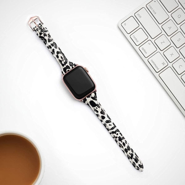 Läderband Kompatibel med Apple Watch Band 38mm 40mm Snow Leopard/RoseGold 38mm 40mm 41mm