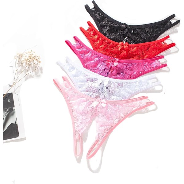 2025 Senaste Modell Dam Spets G-string Trosor Underkläder Låg Midja T-Back Underbyxor Paket med 1-5 5-pack X-Large
