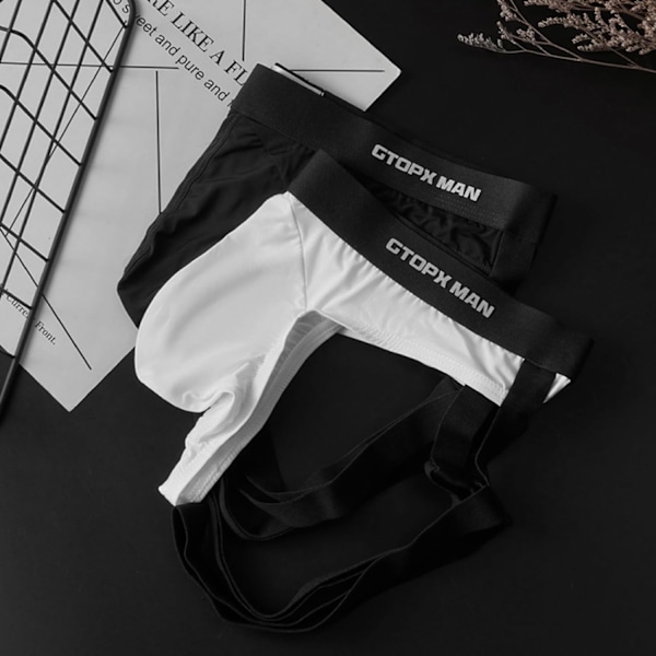 2025 Senaste Modell Herr Sexig Jock Strap Personlig Stringkalsong Underkläder Is-Silke Rem Herr U Konvex Påse Rolig Kalsong Underkläder Svart Medium