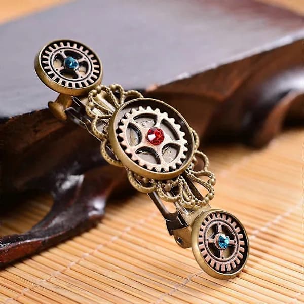 Glitrende Krystal Steampunk Gear Hårklemme Sæt 5 Stk