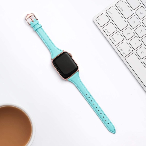 Läderband Kompatibla med Apple Watch Band 38mm 40mm TiffanyBlue/RoseGold 38mm 40mm 41mm