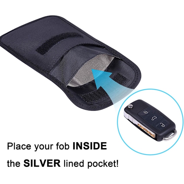 RFID Nyckelbricka Skydd för Bilnyckel Signalblockering, WP4697 Faraday Väska för Anti-Hacking, Anti-Stöld Påse Svart 13,5 x 9,9 cm