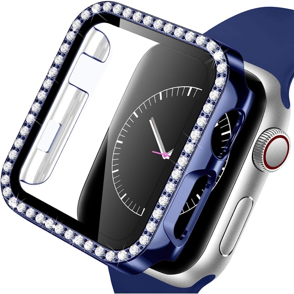 Hård Skal för Apple Watch 42Mm, Bling Diamanter Med Skärmskydd Blue 2 42mm