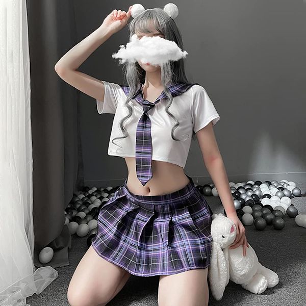 2025 Senaste Modell Skolflicka Kläder Japansk Rutig Plisserad Kjol JK Uniform Cosplay Underkläder 7039vit Lila