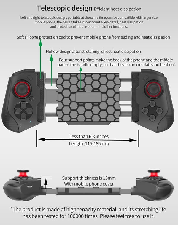 2025 Seneste Model Mobil Spilcontroller til iPhone, Android, PC, Steam, Direct Play, 15 Timers Spilletid, Telefon Controller Gamepad Joystick