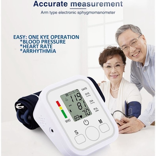 2025 Senaste Modell Digital Automatisk Blodtrycksmätare Överarms BP-maskin Puls Sphygmomanometer Tryckmätare Tonometer för Mätning