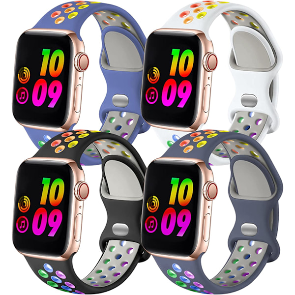 4-pack Sportband Kompatibla med Apple Watch 41 mm 40 mm 4pcs 1 42mm/44mm/45mm/49mm M/L