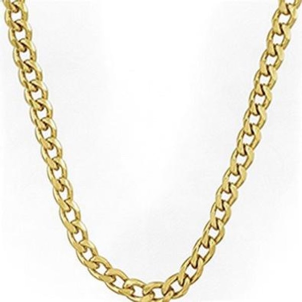 Guld Pansarlänk halsband i Rostfritt stål med 18k guldplätering guld 6mm tjock,50cm lång