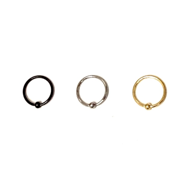 Extra tunn Flexibel BCR Ring med fixerad kula (3st) Innerdiameter 10mm, 3st guld färg