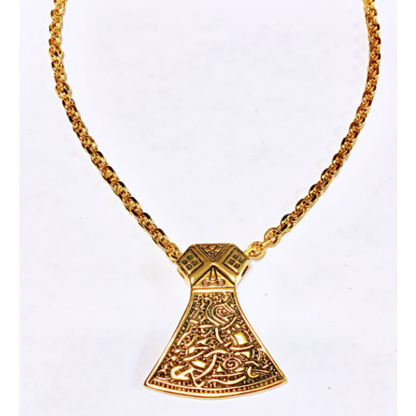 Guld halsband med Tors hammare i Stål (rostfritt) 59cm
