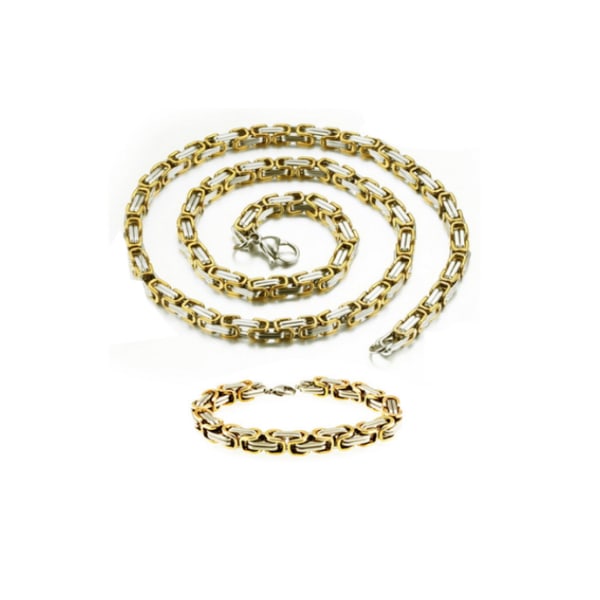 Set med guld halskedja och armband kejsarlänk i stål (rostfritt) Halsband: 60cm, armband: 20cm