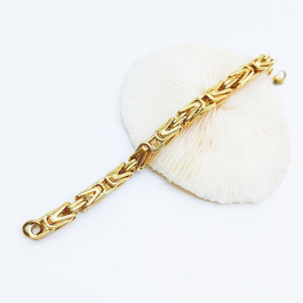 Guld Kejsarlänk armband i rostfritt stål med 18k guldplätering 6mm tjock, 22cm lång