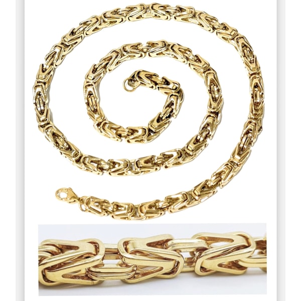 Guld Kejsarlänk halsband i rostfritt stål med 18k guldplätering 6mm tjock, 45cm lång