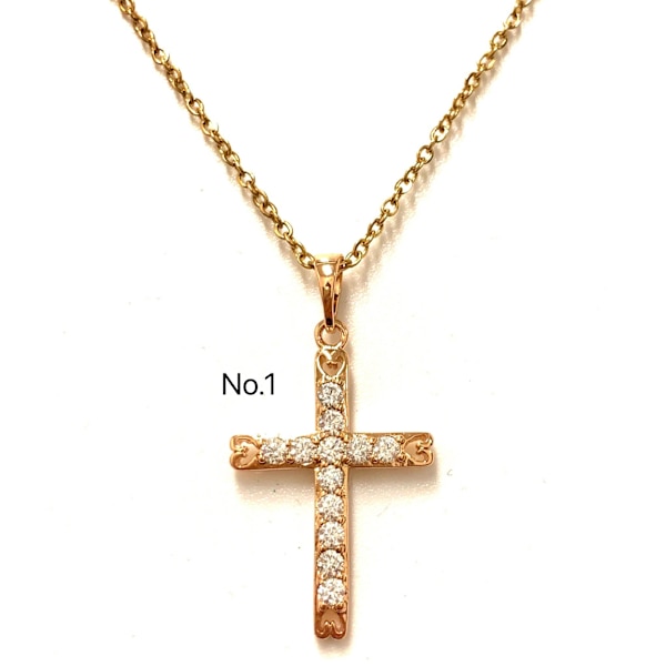 18k guldpläterat halsband med kors No.2, 43cm lång