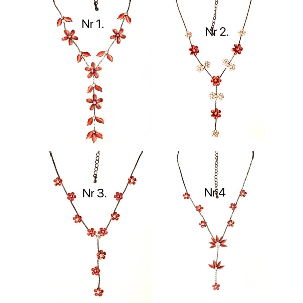 Halsband med blommor i Rött (4 st)